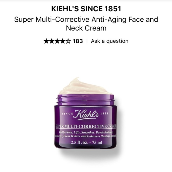 Kiehl’s Super Multi-Corrective Anti-Aging Cream for face and neck 2.5fl oz, 75ml - Picture 5 of 5